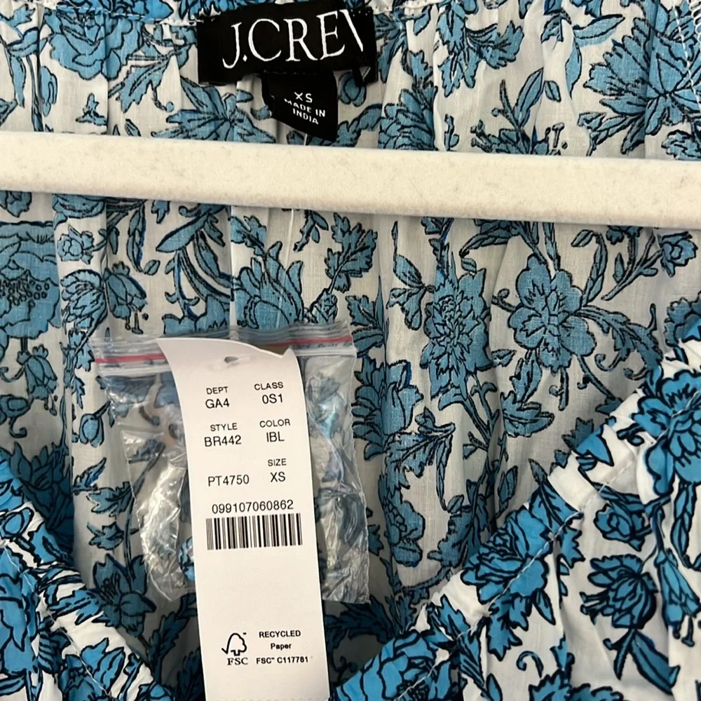 NWT J. Crew Blue Floral V-neck midi dress XS - Picture 2 of 7